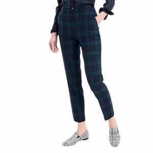 J. Crew Martie Black Watch Stretch Wool Blend Crop Pants